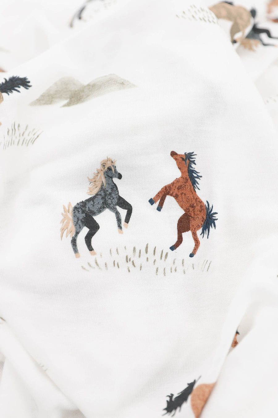 Little Unicorn Stretch Knit Swaddle Blanket Set of 2 in Wild Horses – detail