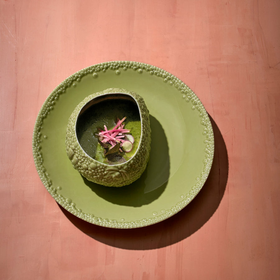 L'Objet Haas Mojave Dinner Plate in Matcha – back view