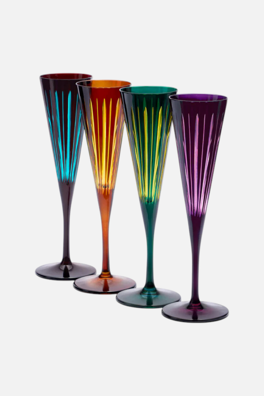 L'Objet Prism Champagne Flute Assorted Set of 4 – back view
