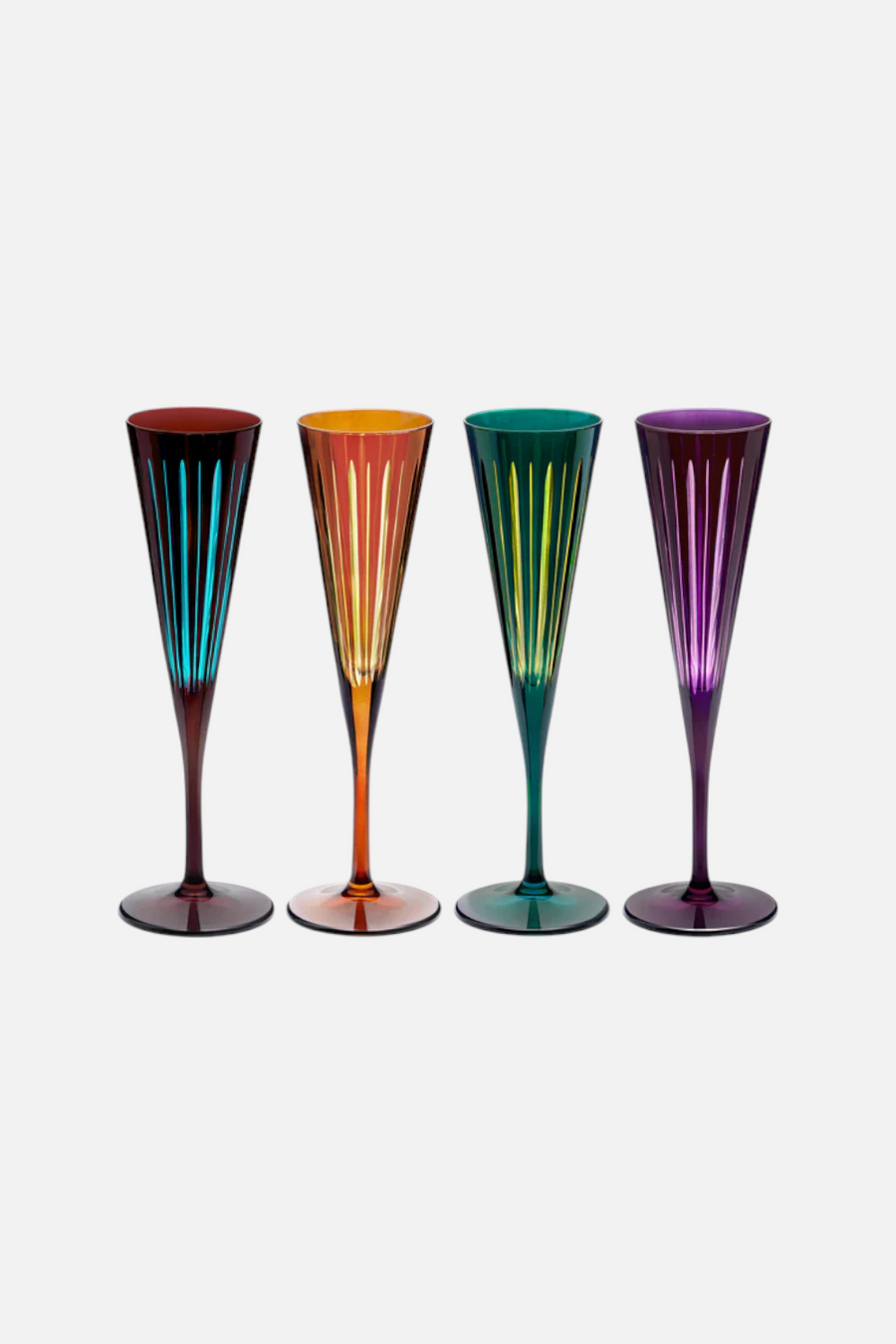 L'Objet Prism Champagne Flute Assorted Set of 4 – front view