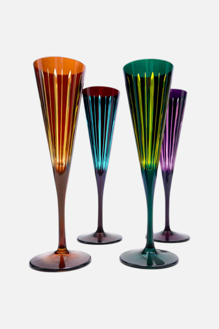 L'Objet Prism Champagne Flute Assorted Set of 4 – side view