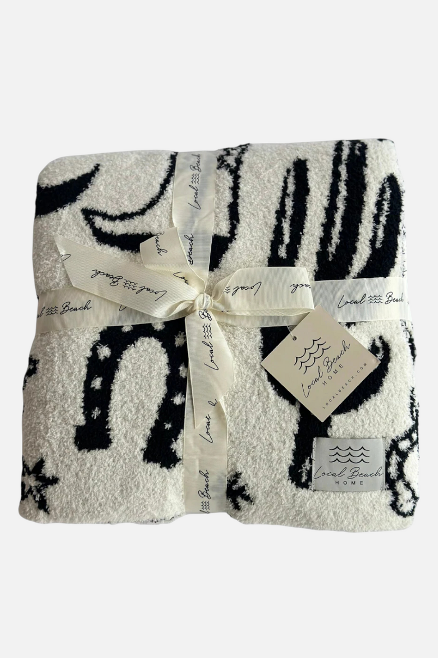 Local Beach Baby Western Blanket in Black & Cream – back view