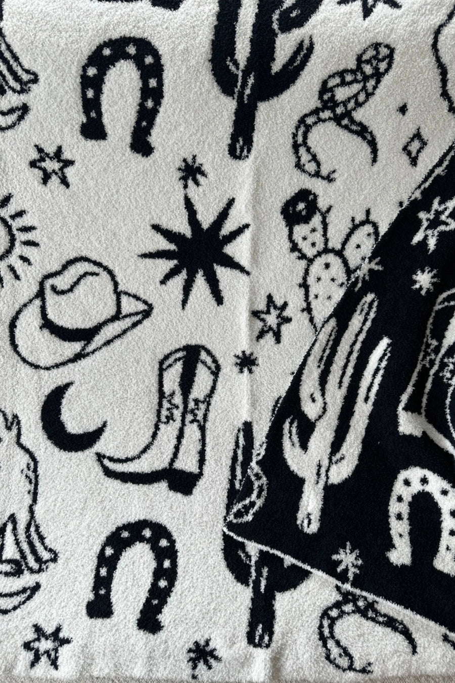 Local Beach Baby Western Blanket in Black & Cream – detail