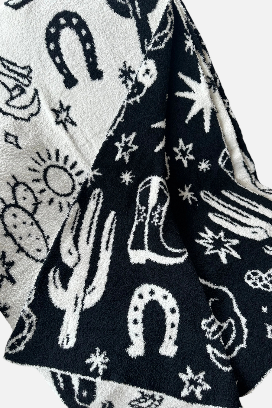 Local Beach Baby Western Blanket in Black & Cream – side view