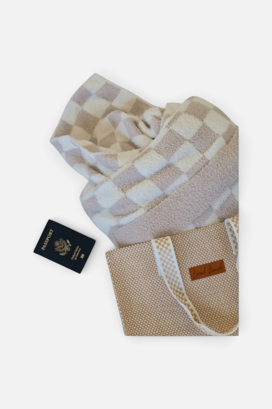 Local Beach Checker Cozy Travel Blanket – side view