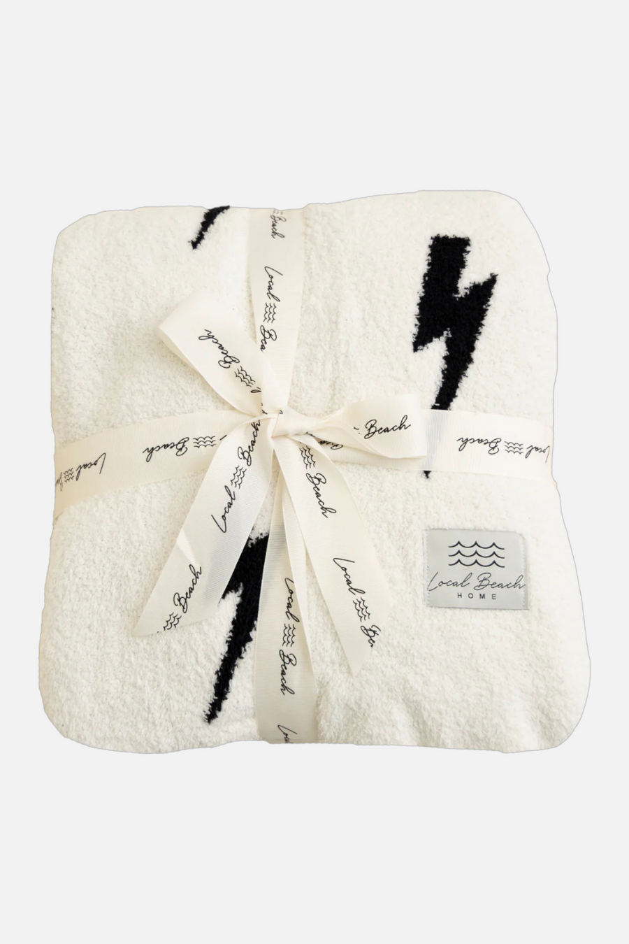 Local Beach Lighting Bolt Home Blanket in Black/Cream – front view