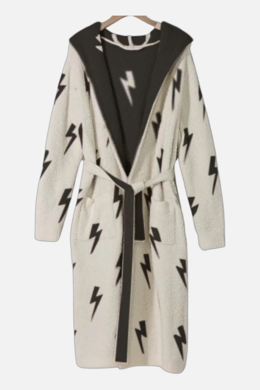 Local Beach Lightning Bolt Robe in Black – back view