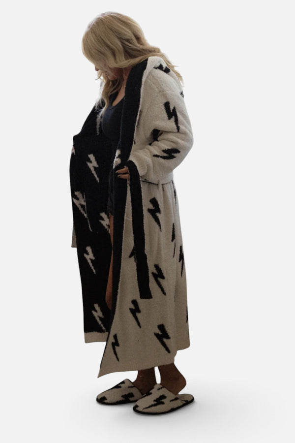 Local Beach Lightning Bolt Robe in Black