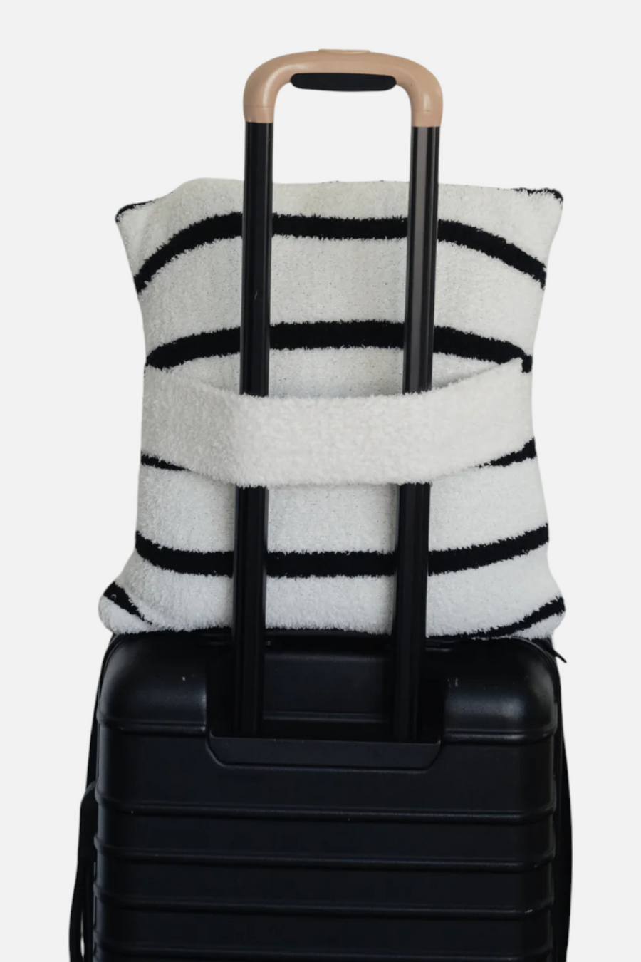 Local Beach Travel Blanket in Black and White Stripe – back view