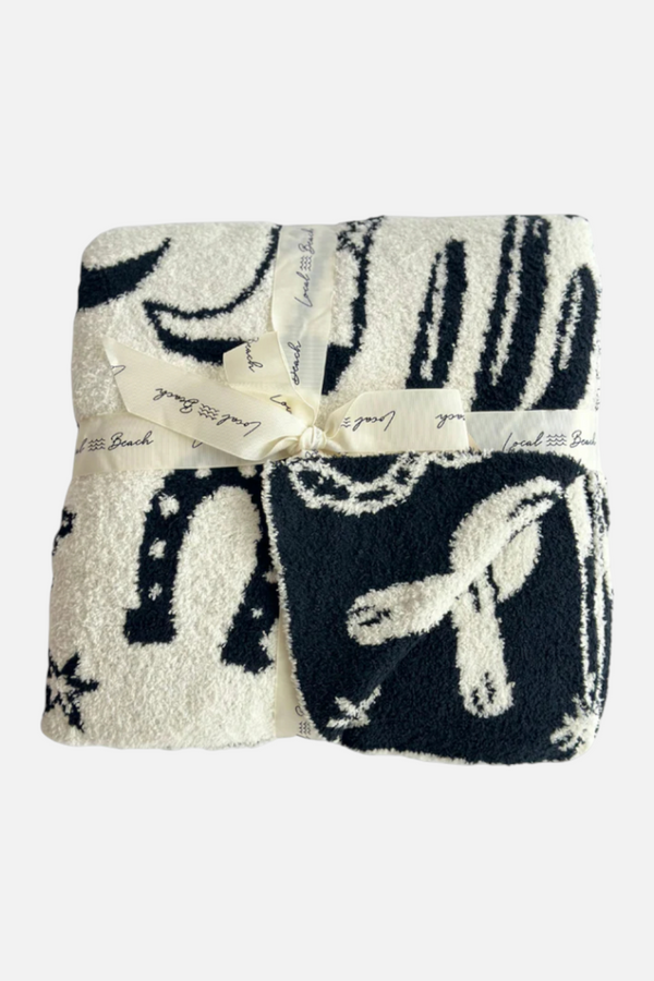 Local Beach Western Home Blanket in Black & Cream