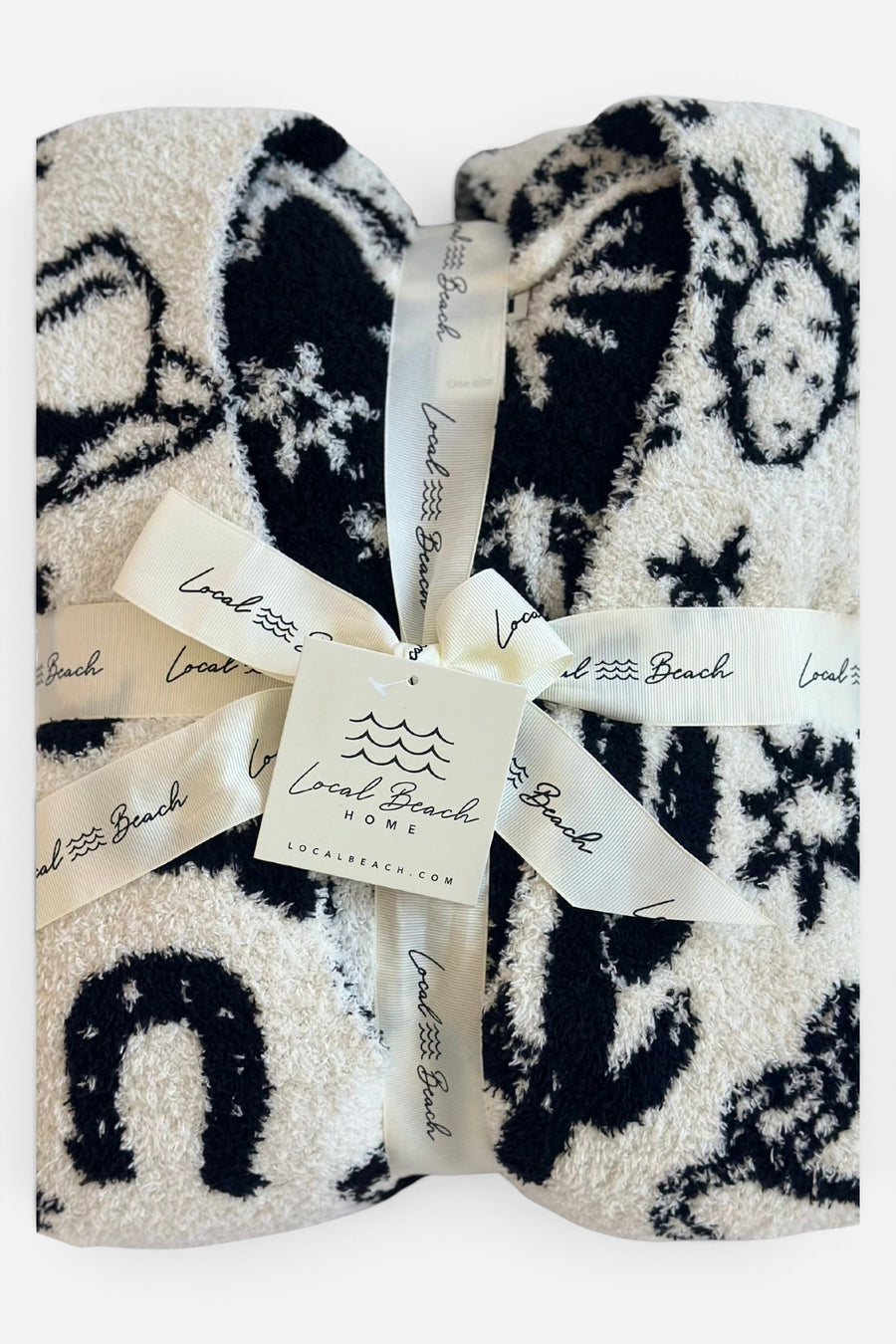 Local Beach Western Luxe Robe in Black & Cream – detail