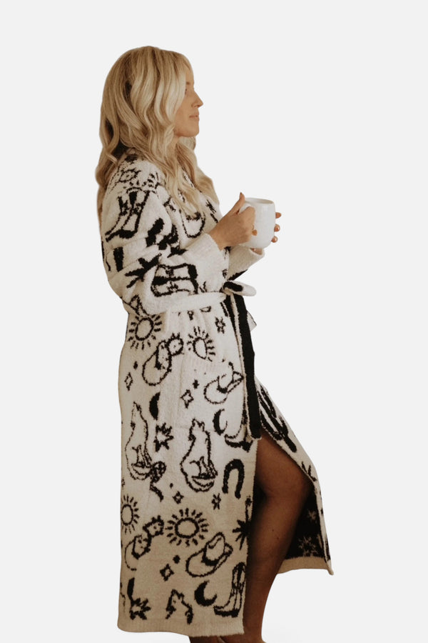 Local Beach Western Luxe Robe in Black & Cream