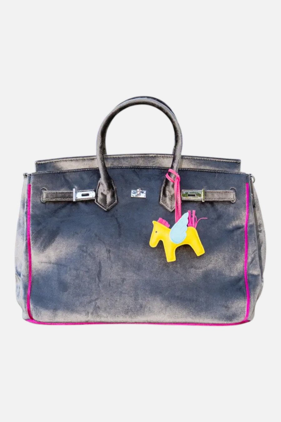 London Velvet Tote Bag – side view