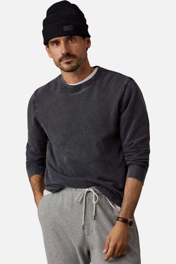 Faherty Long-Sleeve Recycled Terry Tee in Graphite