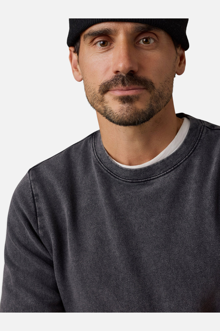 Long-Sleeve Recycled Terry Tee in Graphite – side view