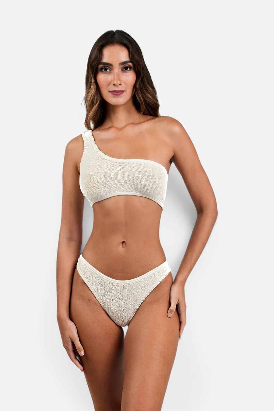 Love & Bikinis Barcelona Full One Size Bikini Bottom Only in Macadamia – front view