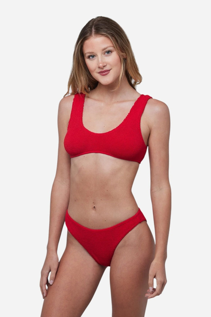 Love & Bikinis Barcelona Full One Size Bikini Bottom in Red – front view