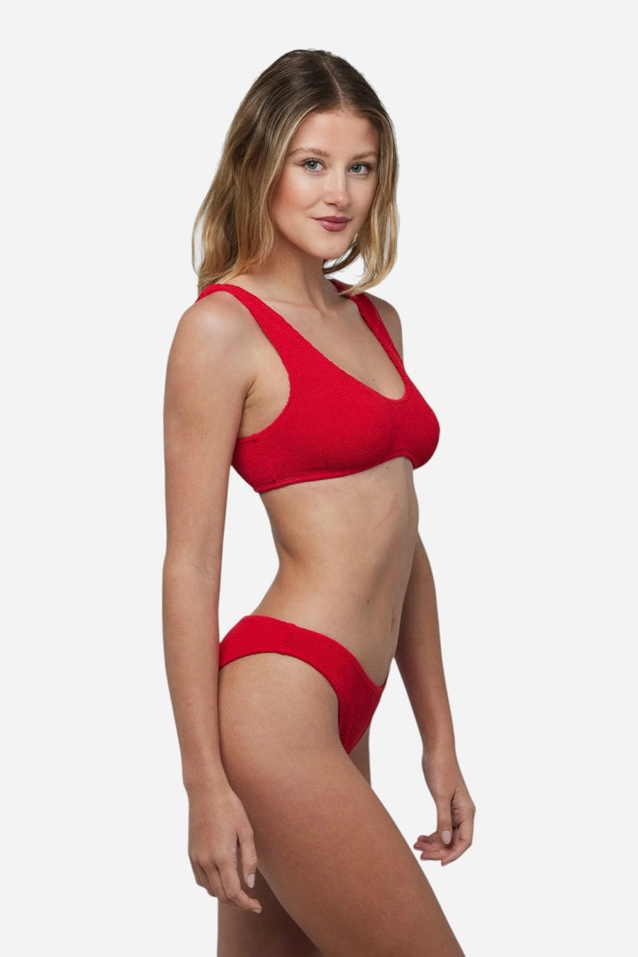 Love & Bikinis Barcelona Full One Size Bikini Bottom in Red – side view
