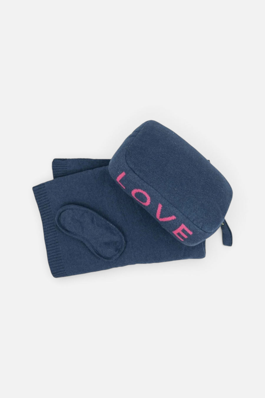 Love Navy/Neon Pink Blanket Set – front view