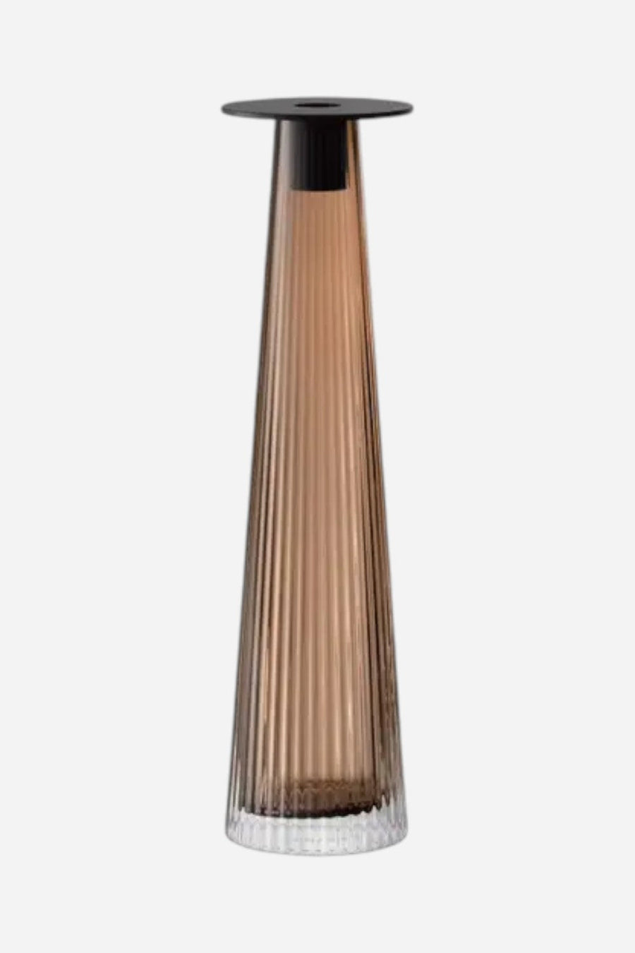 LSA International Beacon Candleholder/Vase 13.5in in Taupe/Jet Black – front view