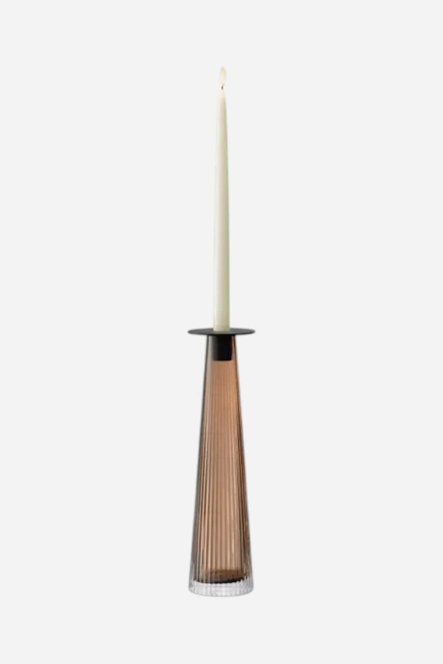 LSA International Beacon Candleholder/Vase 13.5in in Taupe/Jet Black – side view