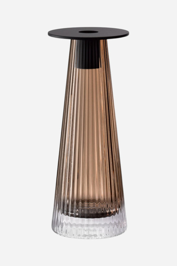 LSA International Beacon Candleholder/Vase 8.75in in Taupe/Jet Black