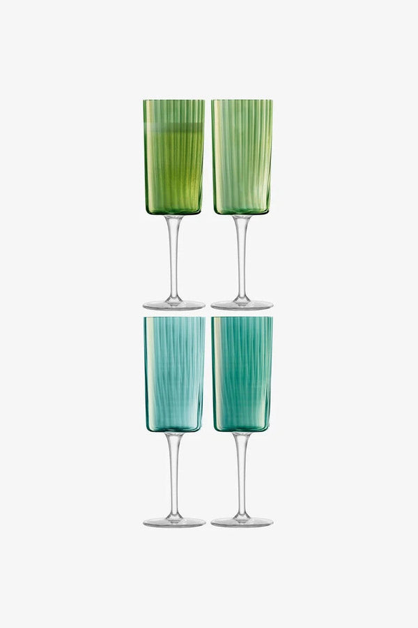 LSA International Gems Champagne Flute in Jade 7 Oz, Set of 4