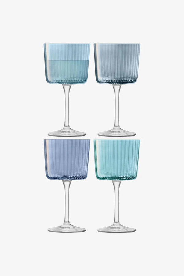LSA International Gems Wine Glass in Sapphire 8 Oz, Set of 4