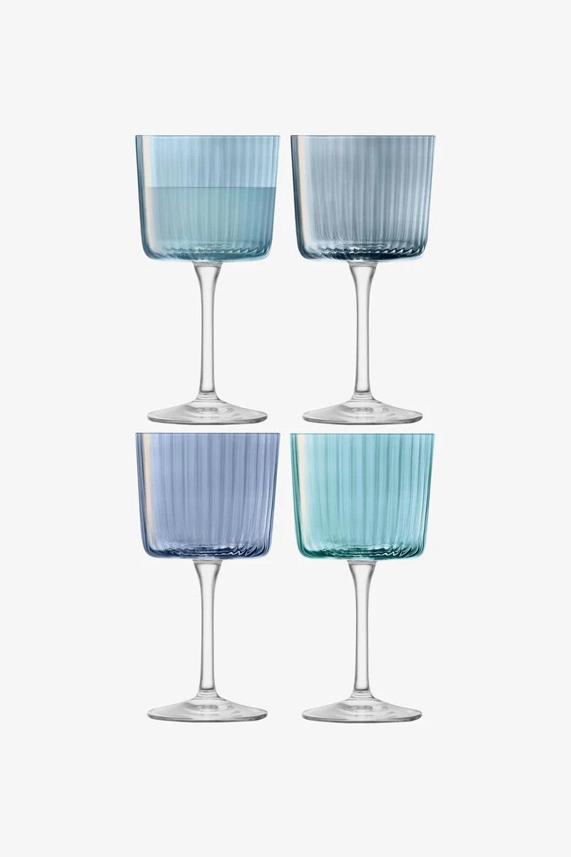 LSA International Gems Wine Glass in Sapphire 8 Oz, Set of 4 – front view