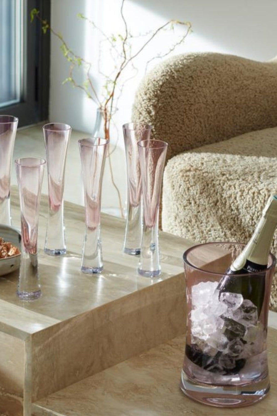 LSA International Moya Champagne Serving Set, 6 oz Blush – flat lay