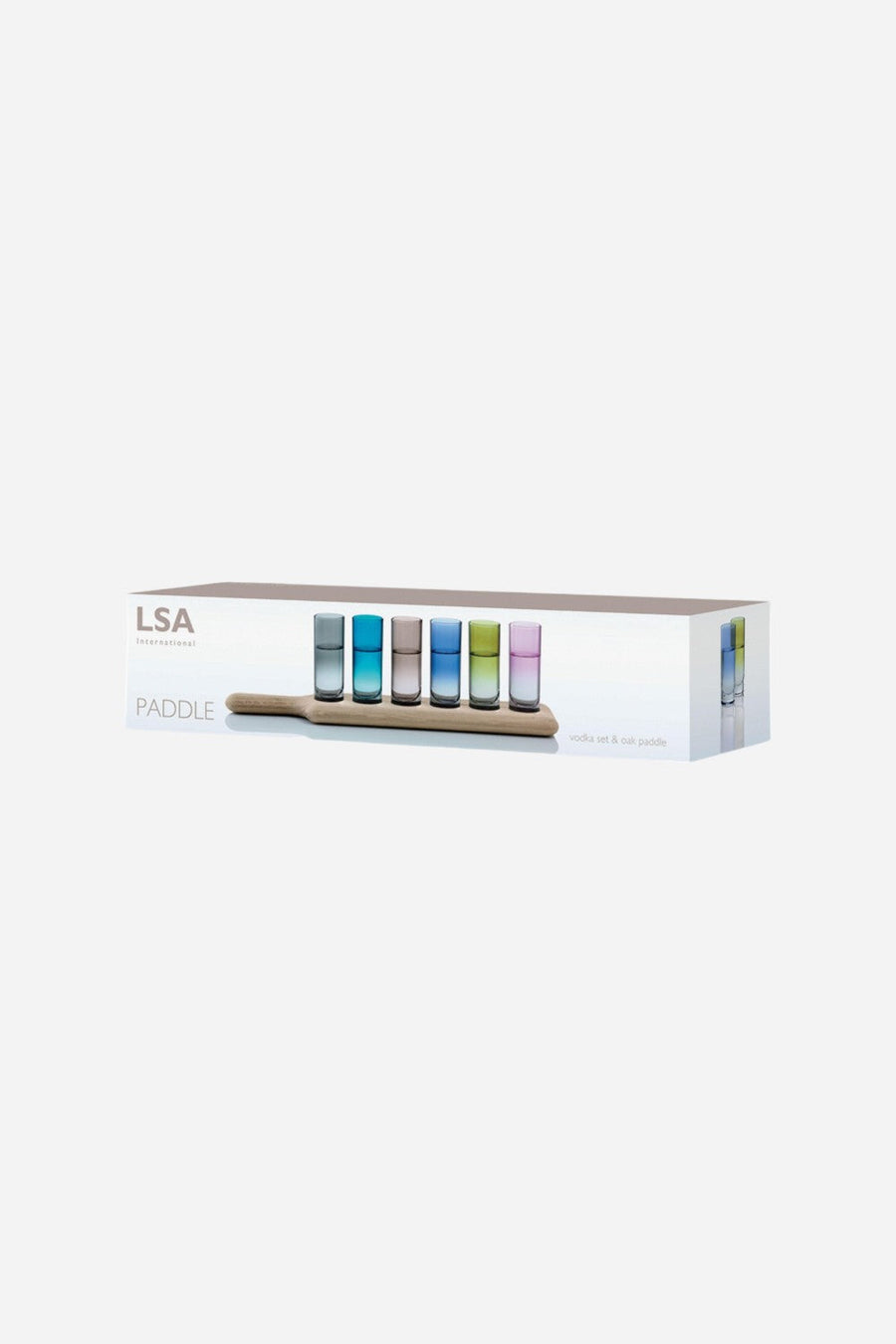 LSA International Paddle Shot Glass & Oak Paddle Set – back view
