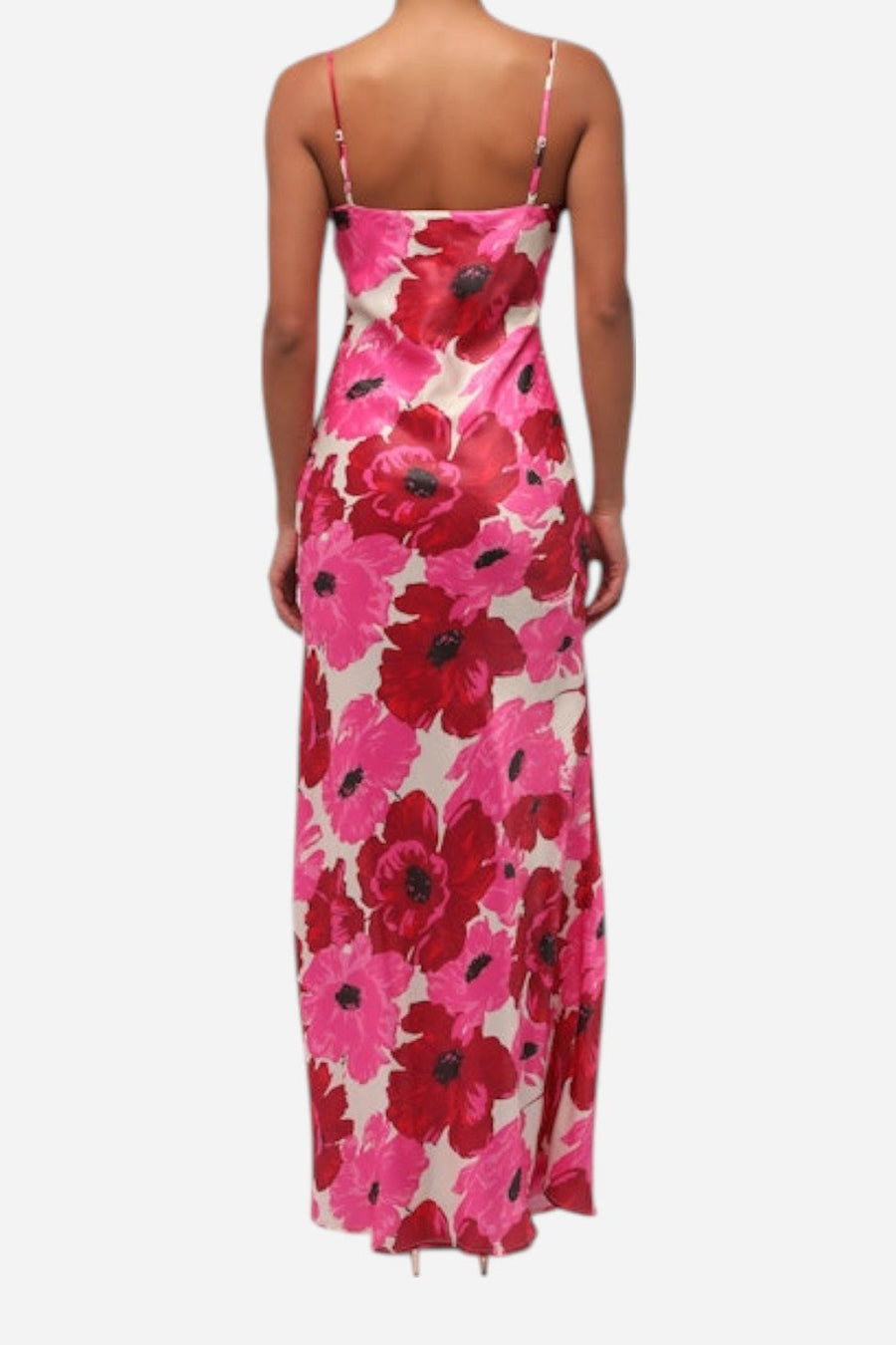Lulus Faye Maxi Slipdress in Fuschia Floral – on model