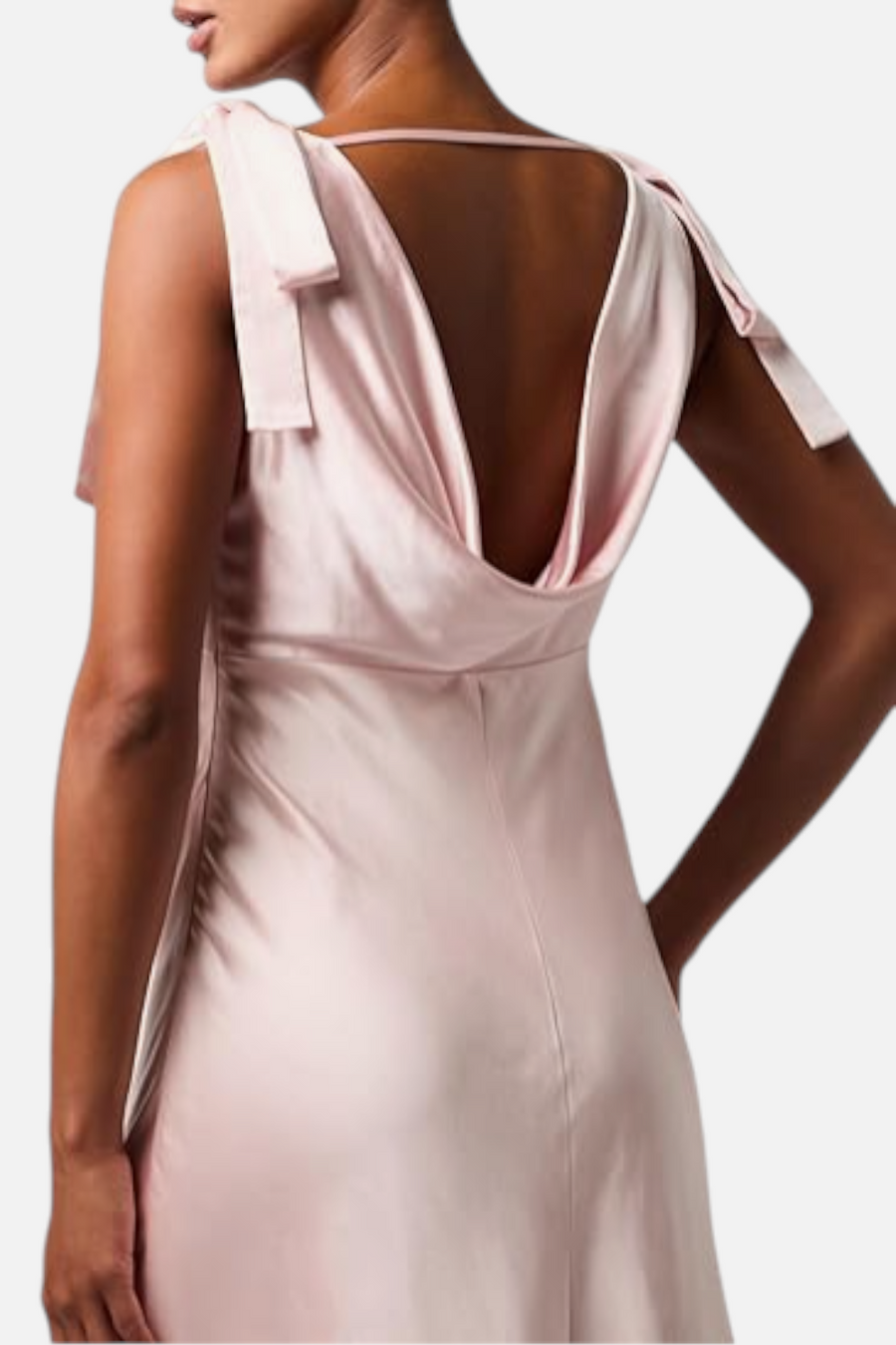 Lulus Henrietta Tie Strap Maxi Dress in Baby Pink – back view