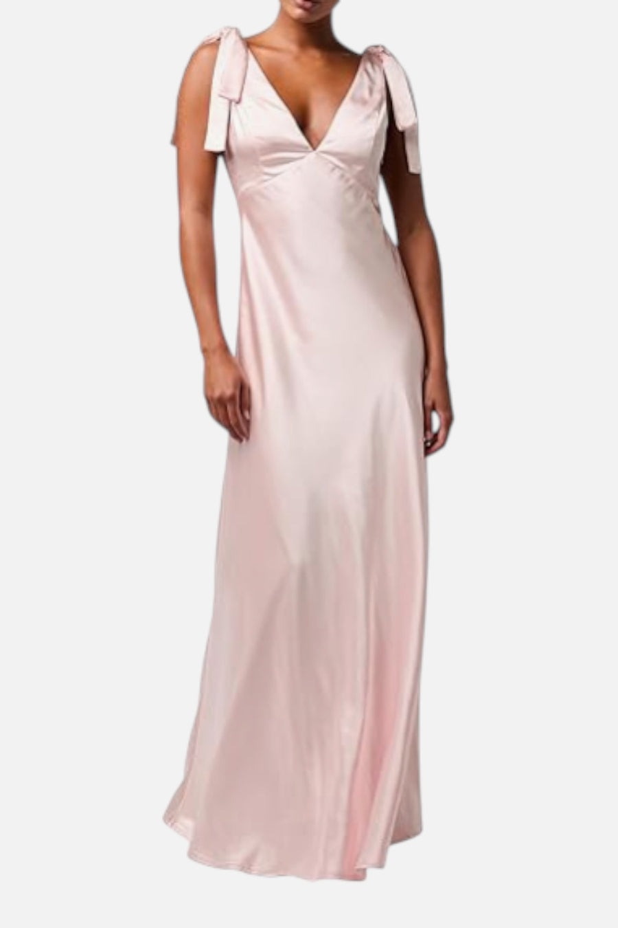 Lulus Henrietta Tie Strap Maxi Dress in Baby Pink – on model