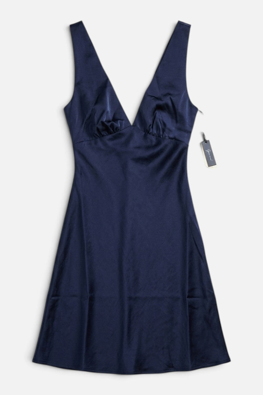 Lulus Liora V-Neck Mini Dress in Navy – detail
