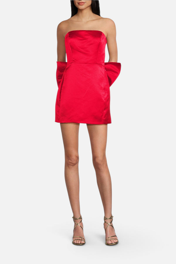 Lulus Melody Bow Back Taffeta Mini Dress in Red