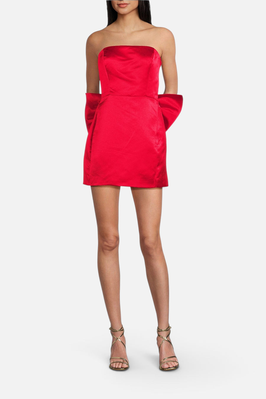 Lulus Melody Bow Back Taffeta Mini Dress in Red – front view