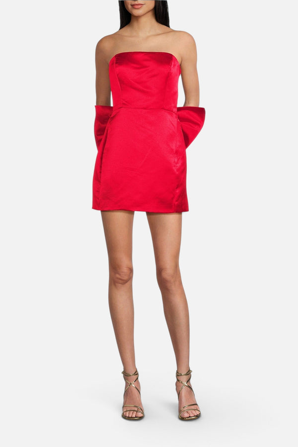 Lulus Melody Bow Back Taffeta Mini Dress in Red