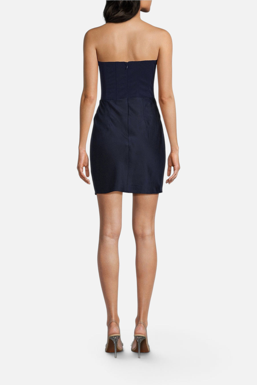 Lulus Tarni Strapless Mini Dress in Navy – back view
