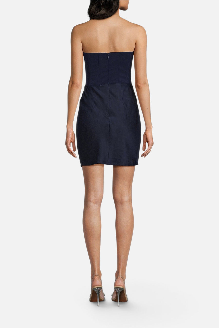 Lulus Tarni Strapless Mini Dress in Navy – on model
