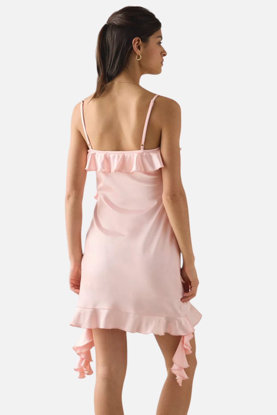 Lulus Wendy Waterfall Ruffle Mini Dress in Pink – side view