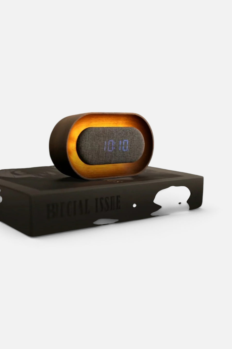 Lumos Oval Clock Walnut – front view
