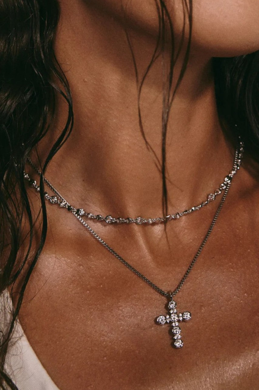 Luv Aj Eclectic Tennis Necklace Silver – back view