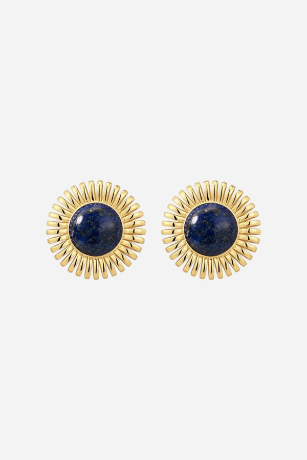 LUV AJ Lapis Spirale Studs in Gold
