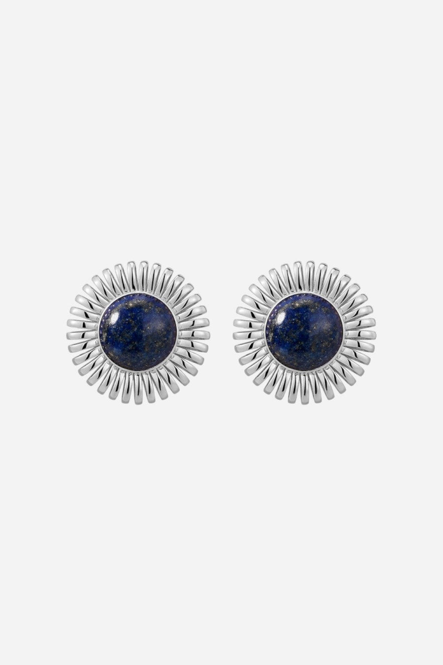 LUV AJ Lapis Spirale Studs in Silver – front view