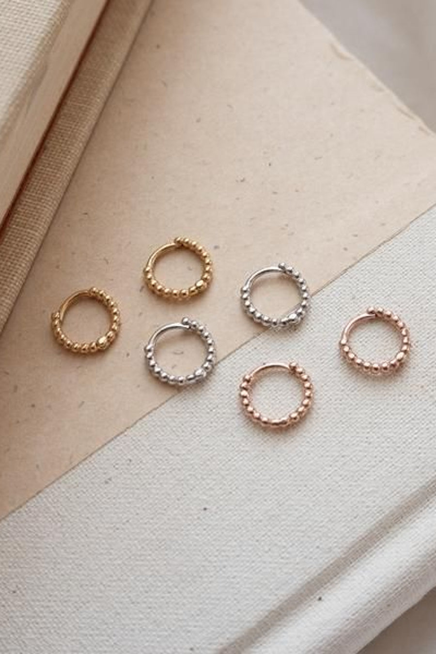 Luv AJ Mini Beaded Huggies Earrings – side view