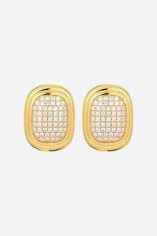 LUV AJ Pave Oval Statement Studs in Gold