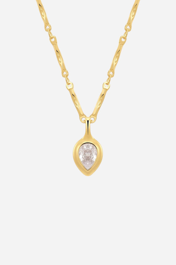 LUV AJ Pear Double Bezel Charm Necklace in Gold