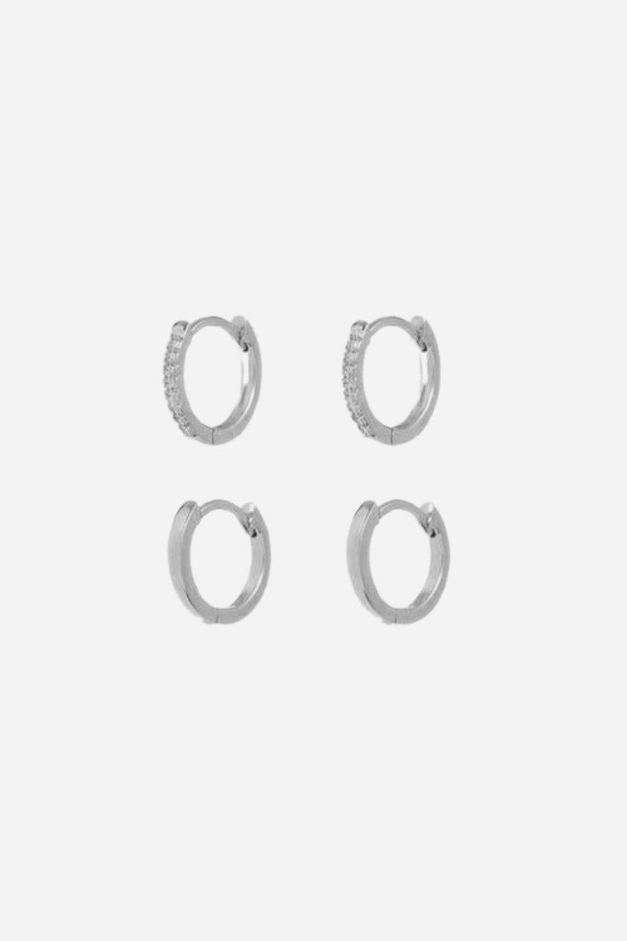 Luv AJ Sorrento Huggie Earrings in Silver – front view