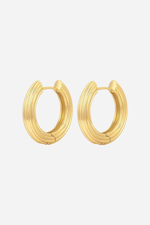 LUV AJ The Ridged Amalfi Hinge Hoops in Gold